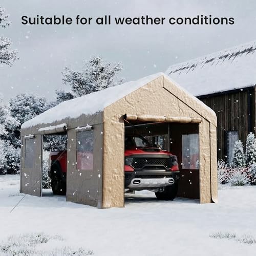 COSIEST 10'×20' Storage Shelter Outdoor Gable Roof Carport with Removable Side Walls, Heavy-Duty Garage Canopy Weatherproof PE Cover, Multi-Purpose Vehicle/Tractor Shed for Backyard/Driveway/Farm COSIEST