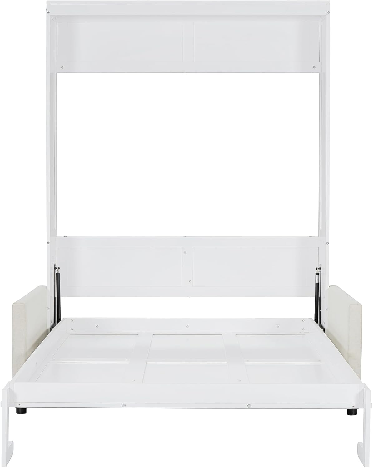 Virubi Full Murphy Bed with Couch,Wood Folding Murphy Wall Bed Cabinet with Sofa (White,Full) Virubi