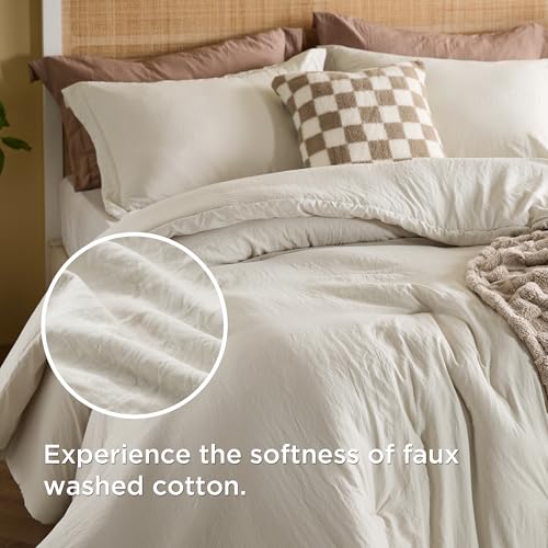 Bedsure Comforter King Size 5 Pieces - King Size Comforter Set with Checkered Throw Blanket and Decorative Pillow, Lightweiget Bedding, All Season Bedding Sets, Linen Beige Bedsure