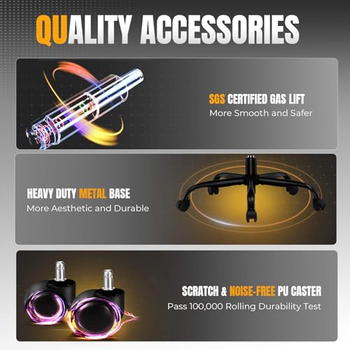 GTPLAYER Gaming Chair with Foot Rest & Pocket Spring Cushion, Breathable Fabric for Home Office Desk, Ergonomic High Back Computer Chair with Headrest & Lumbar Support, Black GTPLAYER