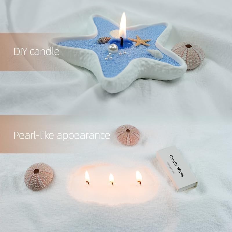 GrusoSP Reusable Wooden Dough Bowl Candle with Pearled Candle Sand 18 Oz Unscented Candle Refill Kit DIY Candle Making Kit Powder Candle with 30 Wicks (White) GrusoSP