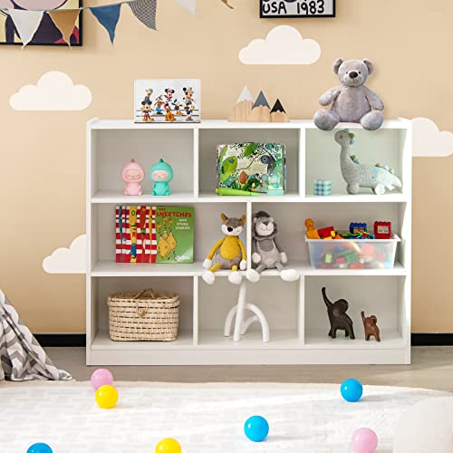 Giantex Wood 8 Cube Bookcase, Open Freestanding 3-Tier Bookshelf, Multipurpose Display Shelf for Living Room, Bedroom, Children's Playroom, Reading Room Giantex