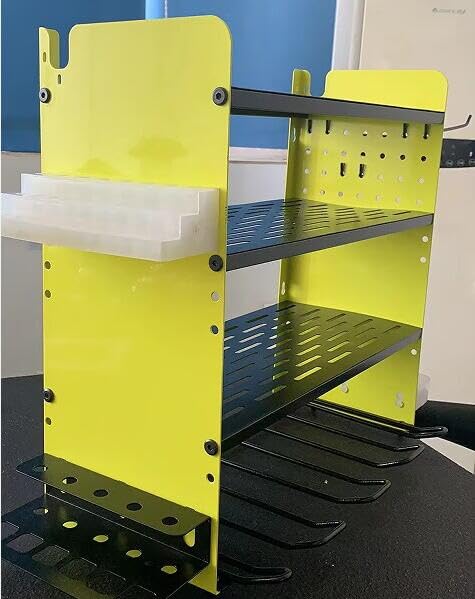 ZEAKOC Power Tool Organizer with Charging Station, 4 Layers Drill Holder Wall Mount,Metal Garage Rack with 10A Power Strip,Tool Shelves with Hooks,Drill Bit Storage, for Men Dad (Green&Black) ZEAKOC