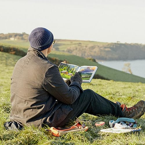 Funto Watercolor Journal, Square, 5.5x5.5, Portable 2-Pack, 48 Pages Each, Blue Cover, 110lb/230gsm, Art Supplies for Mixed Media Funto