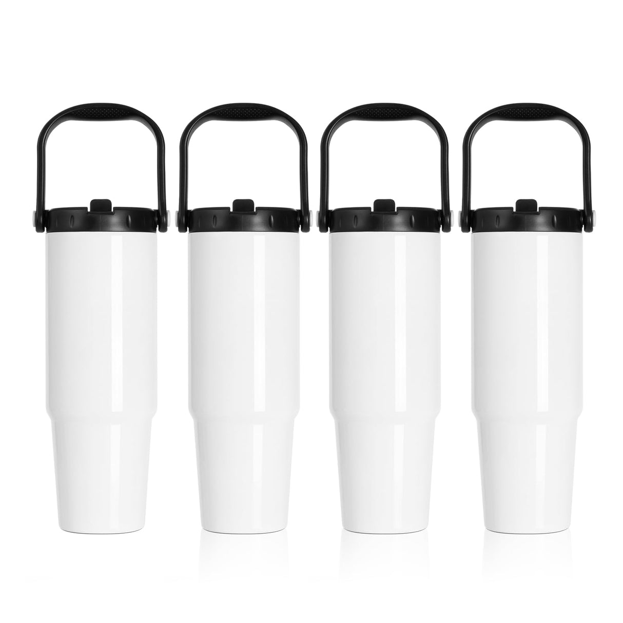 PYD Life 4 Pack Sublimation Tumblers Blanks 36 OZ White Vacuum Insulated with Portable Lid and Sippy Up Straw Travel Coffee Mugs Cups for Tumbler Heat Press Sublimation Oven Printing PYD Life