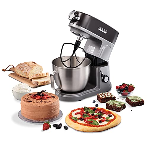 Hamilton Beach Professional All-Metal Stand Mixer with Specialty Attachment Hub, 5 Quart Bowl, 12 Speeds, Includes Flat Beater, Dough Hook, Whisk (63240) Hamilton Beach Professional