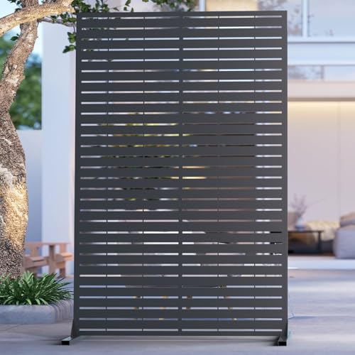 6FT Outdoor Metal Privacy Screen โ Decorative Privacy Fence and Room/Garden Divider, Weather-Resistant Freestanding Panel with Stand, Durable Steel for Patio, Garden, Balcony, or Backyard WIZWERK