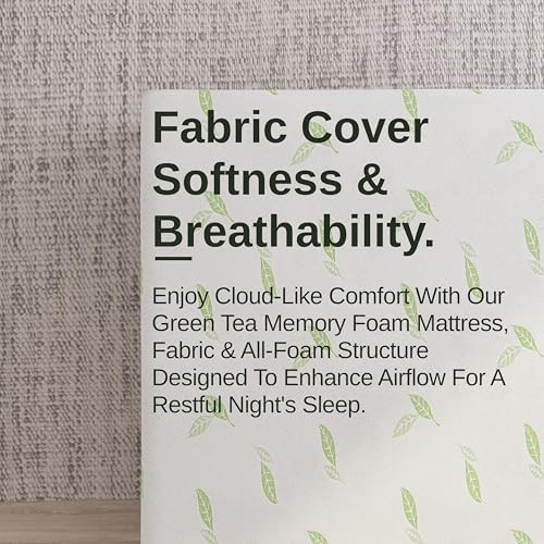 NapQueen King Size Mattress, 10 Inch Anula Green Tea Infused Memory Foam Mattress, King Size Mattress Bed in a Box, CertiPUR-US Certified Mattress NapQueen