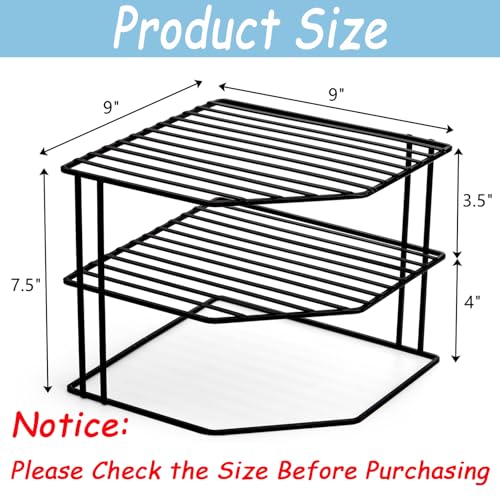 Frcctre 3-Tier Kitchen Corner Shelf Rack Counter and Cabinet Organizer, 9x9x7.5 Inch Metal Wire Kitchen Counter Pantry Cabinet Organizer and Storage Shelf for Plates, Cups, Dishes Frcctre