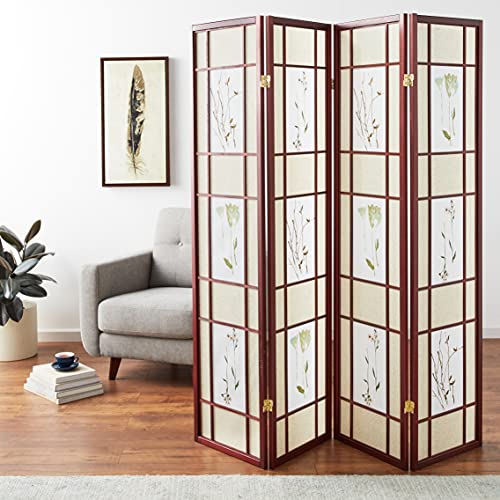 ORE International Four Panel Shoji Screen Cherry Finish ORE