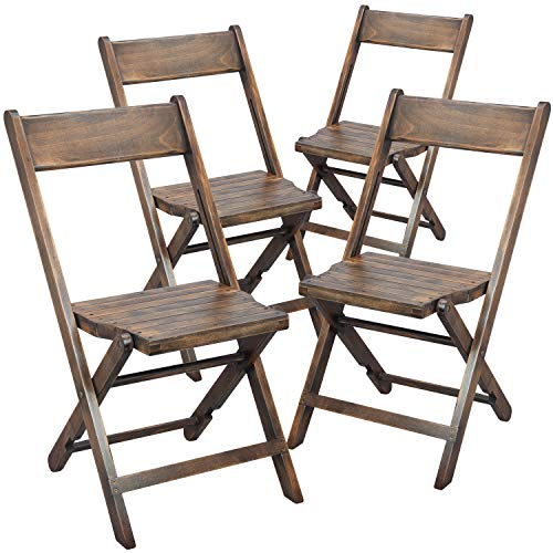 EMMA + OLIVER Natalie Wooden Folding Chair, Commercial Event Chair with Slatted Seat, Beechwood Frame, Open Back Design, No Assembly Required, Antique Black EMMA + OLIVER