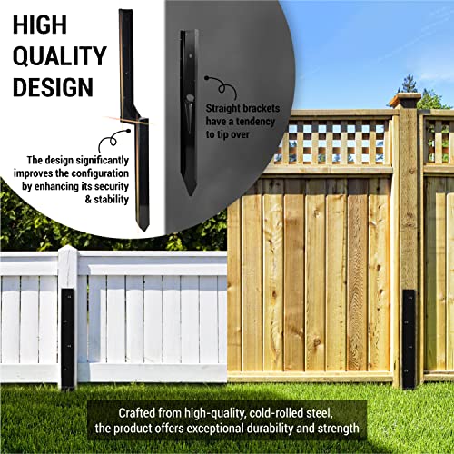 WIMART Fence Post Repair Kit, Heavy Duty Steel Fence Post Anchor Ground Spike for Repair Tilted, Broken Wood Fence Post (Black - Set 4) WIMART