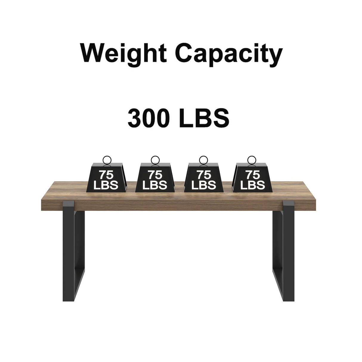 FOLUBAN Coffee Table, Modern Rustic Wood and Metal Center Table, Industrial Cocktail Tea Table for Living Room, Oak, 44 Inch FOLUBAN