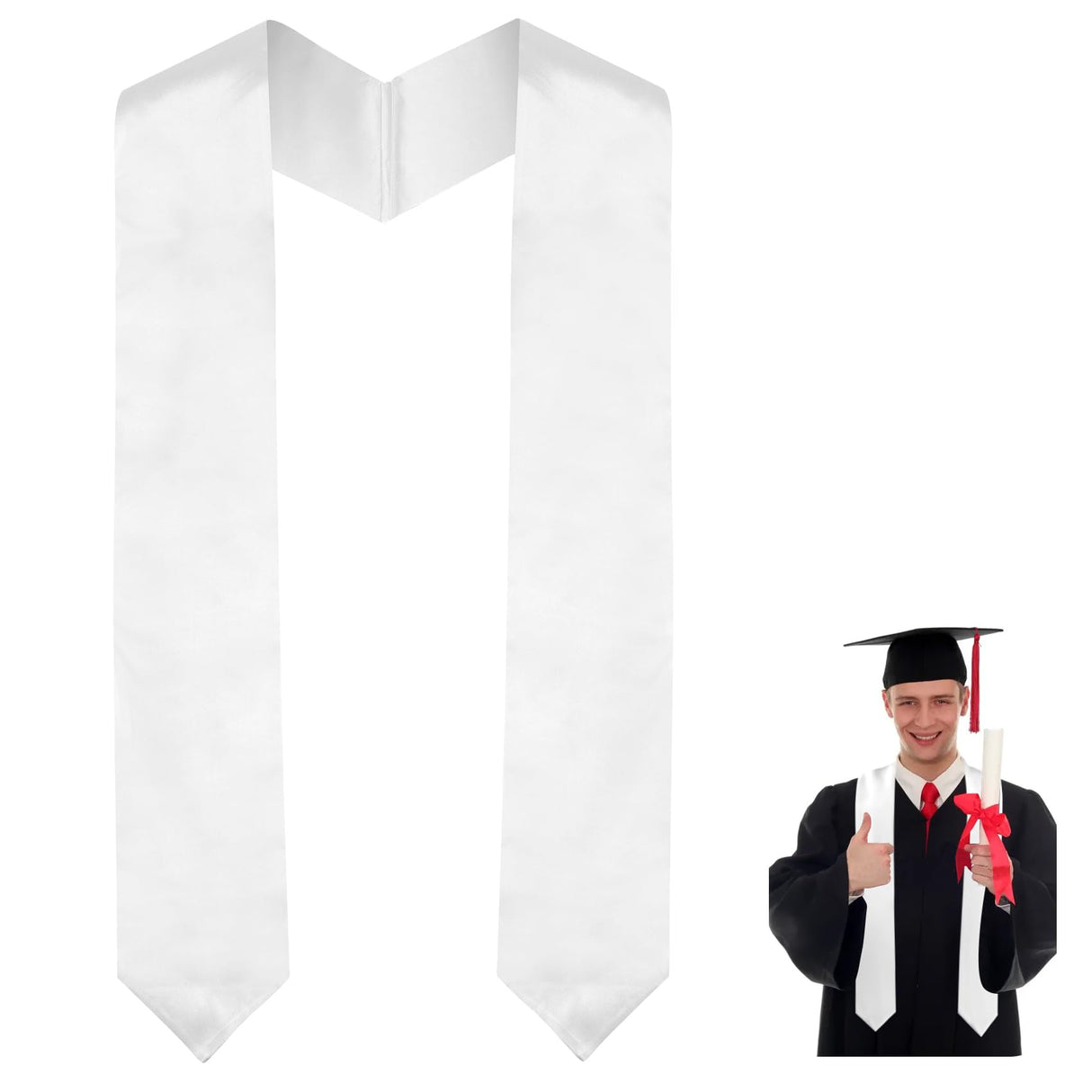 Graduation Stole Class of 2025 White Stoles for Graduation 2025 Graduation Sash Unisex Adult Plain Graduation Stole Graduation Honor Stole Sash Graduation Senior Sash 70”for Graduation Party Gifts FlexiTonic
