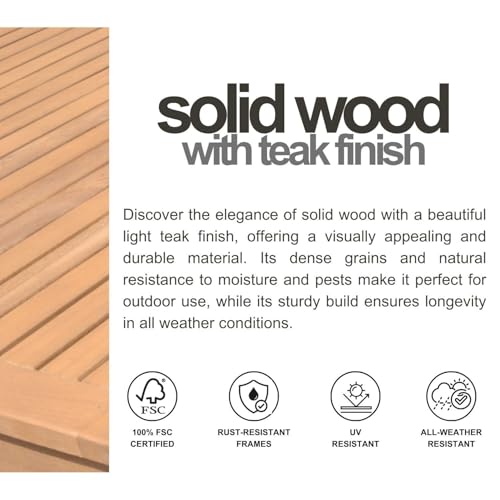 Amazonia Franklin 9-Piece Rectangular Extendable Patio Dining Set Teak Finish and Weather-Net Technology Ideal for Outdoors and Indoors Amazonia