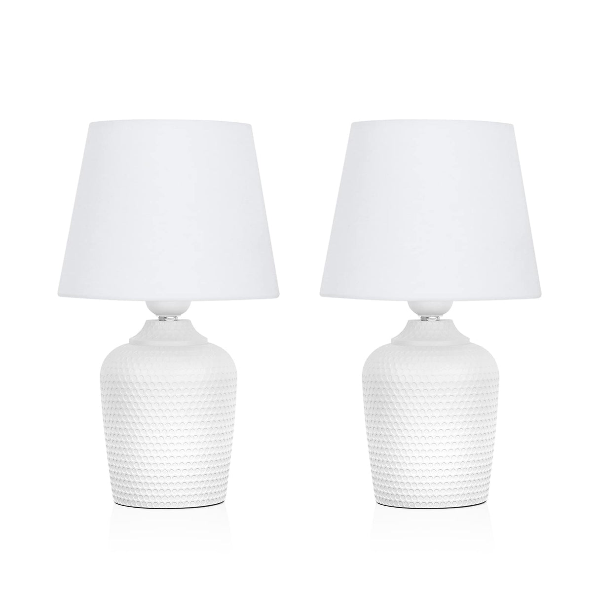 Sucolite Small Table Lamps Set of 2, Bedside Nightstand Lamps for Bedroom Kid’s Room, Cute Desk Lamps with Studded Texture Base for Reading Nursery Living Room Office, White Sucolite