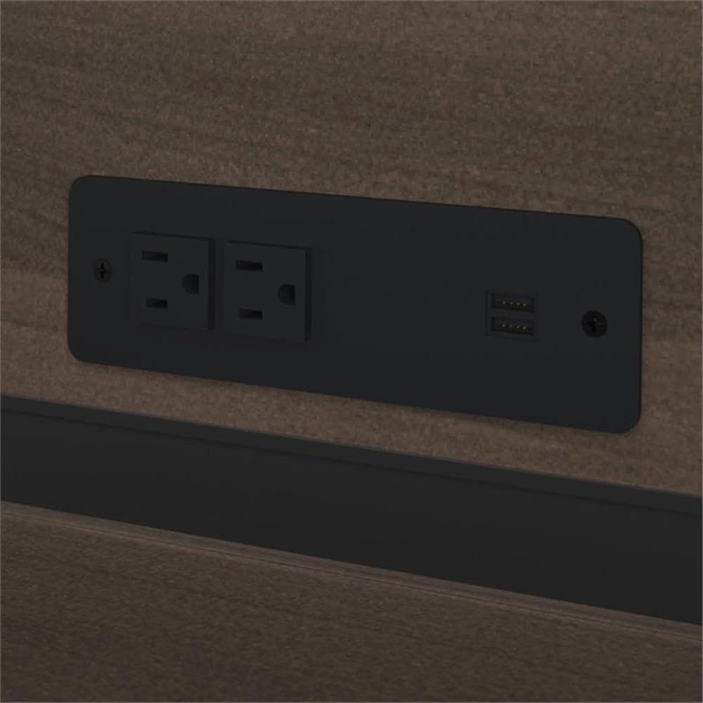 Atlin Designs 66" W x 95.5" D Modern Contemporary U-Shaped Wood Computer Desk with Hutch, for Home Office, Fully Reversible Unit, in Mahogany Finish Atlin Designs