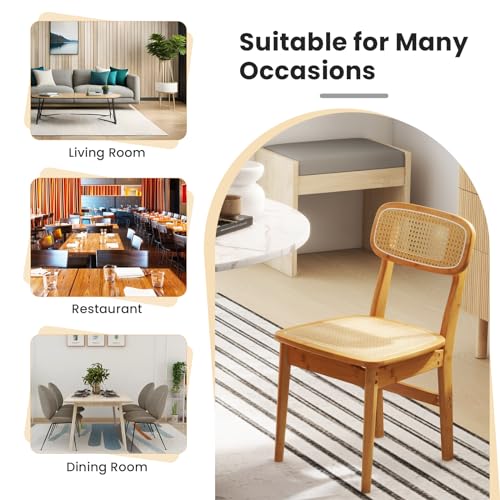 Giantex Rattan Dining Chairs Set of 2, Boho Cane Kitchen Chairs, Max Load 300 Lbs, Bamboo Armless Dining Room Chairs Giantex