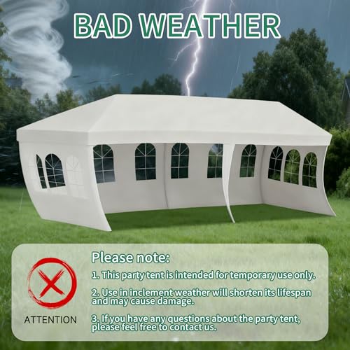 10' x 20' White Gazebo Canopy Tent Featuring 4 Removable Sidewalls, Outdoor Shade Shelter with Transparent Windows, Ideal for Parties, Backyard, Birthdays, Events, Gatherings, Patio, Birthday Usnipoya