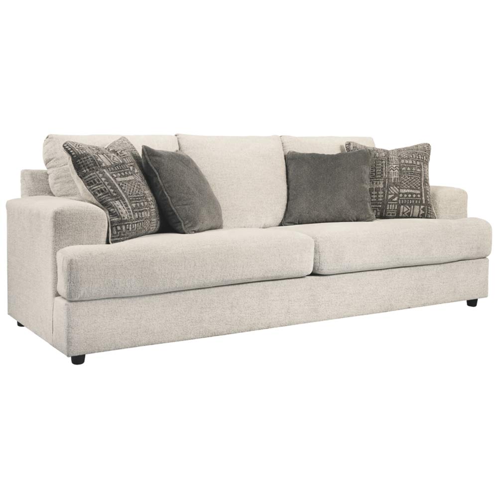 Signature Design by Ashley Soletren Contemporary Chenille Queen Sofa Sleeper with 4 Accent Pillows, Off-White Signature Design by Ashley