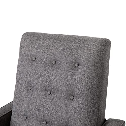 Flash Furniture Ezra Ezra Pushback Recliner - Mid-Century Modern Gray Fabric Upholstery - Button Tufted Back - Residential & Commercial Use Flash Furniture