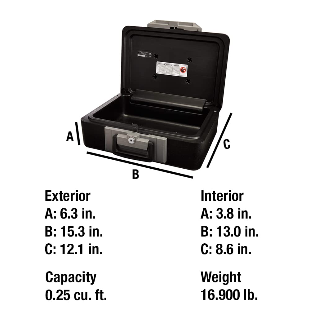 SentrySafe Fireproof Safe Box with Key Lock, Chest Safe with Carrying Handle to Secure Money, Jewelry, Documents, 0.25 Cubic Feet, 6.3 x 15.3 x 12.1 Inches, 1160 SentrySafe