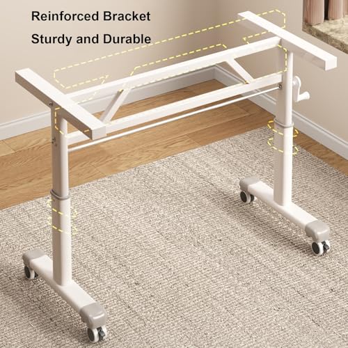 HSPLXYT Manual Adjustable Desk Standing Desk Study Table Gaming Desks Movable Writing Table Computer Desks for Home, Office, Workstation; Multifunctional Bedside Table(Gray,100cm/39.37in) HSPLXYT