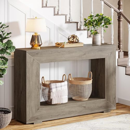 Tribesigns Farmhouse Console Table, 47 Inches Entryway Console Table with Storage, Industrial Hallway Accent Table for Living Room, Entrance Tribesigns