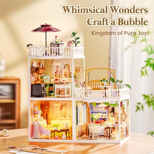ROBOTIME Super Creator Kits, DIY Mini House Toy Building Set, Plastic Miniature House 126 PCS with Led, Building Set Kits for Creative Play Unique Hobby Gift Idea Birthday (Farmhouse Kitchen)