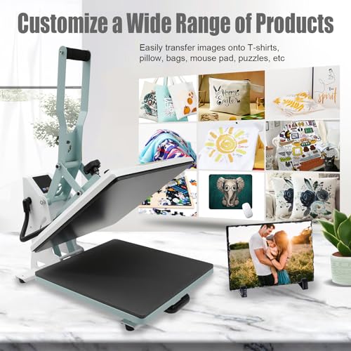 BetterSub Heat Press 15x15 inch Digital Heat Press Machine, Slide Out Industrial Quality T-Shirt Heat Transfer Machine Teal BetterSub
