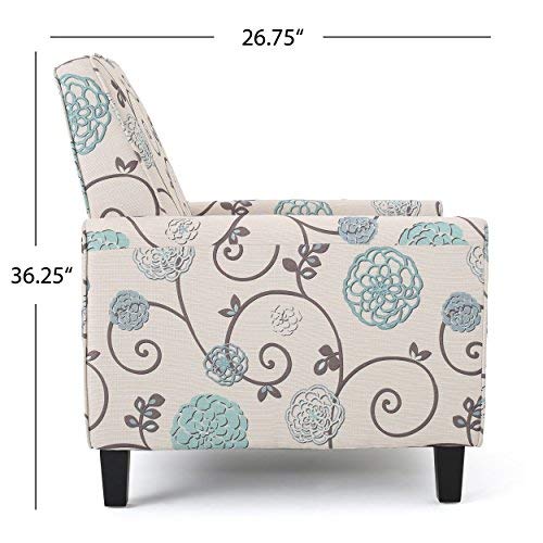 Christopher Knight Home Dufour White and Blue Floral Fabric Recliner 26.75D x 34W x 36.25H in Christopher Knight Home