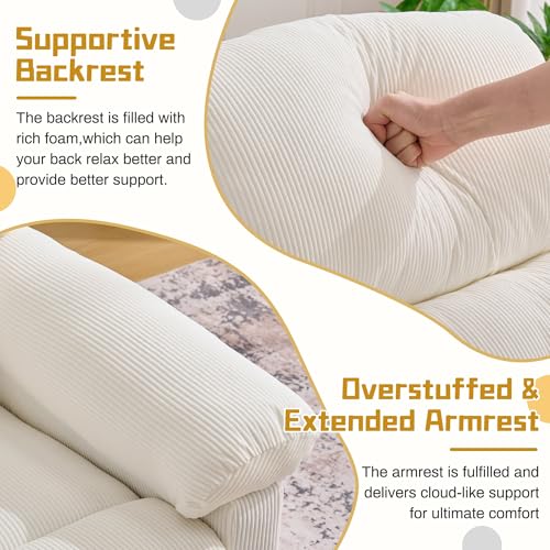 Korser Recliner Chair, Living Room Recliner Chairs for Adults, Small Recliners for Small Spaces, Upholstered Manual Reading Chair with Side Pockets, Nursery Chair for Living Room, Corduroy, Beige