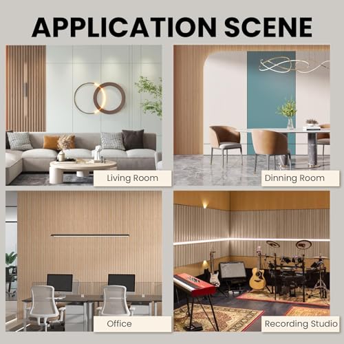 KANAGAWA Wood Wall Panels, 2 Pack Wood Slat for Wall, Decorative Acoustic Panels for Interior Wall, 94.5"×12.6" Slat Wall Paneling, 3D Soundproof Panels for Living Room, Bedroom, Offices, Walnut KANAGAWA