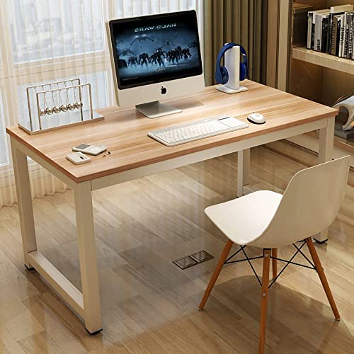 NSdirect Modern Computer Desk 63 Inch Large Office Desk, Writing Study Table for Home Office Desk Workstation Wide Metal Sturdy Frame Thicker Steel Legs, White NSdirect