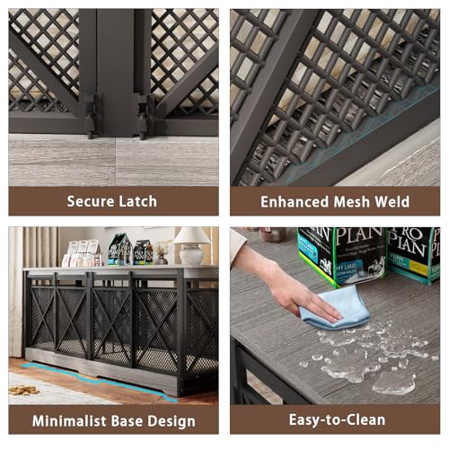 COZPAW 78 Inch Double Dog Crate Furniture, Extra Large Dog Kennel Indoor for Medium Large 2 Dogs, Heavy Duty Dog Cage Chew-Resistant Steel and Wooden Pet House with Removable Divider (Grey) COZPAW