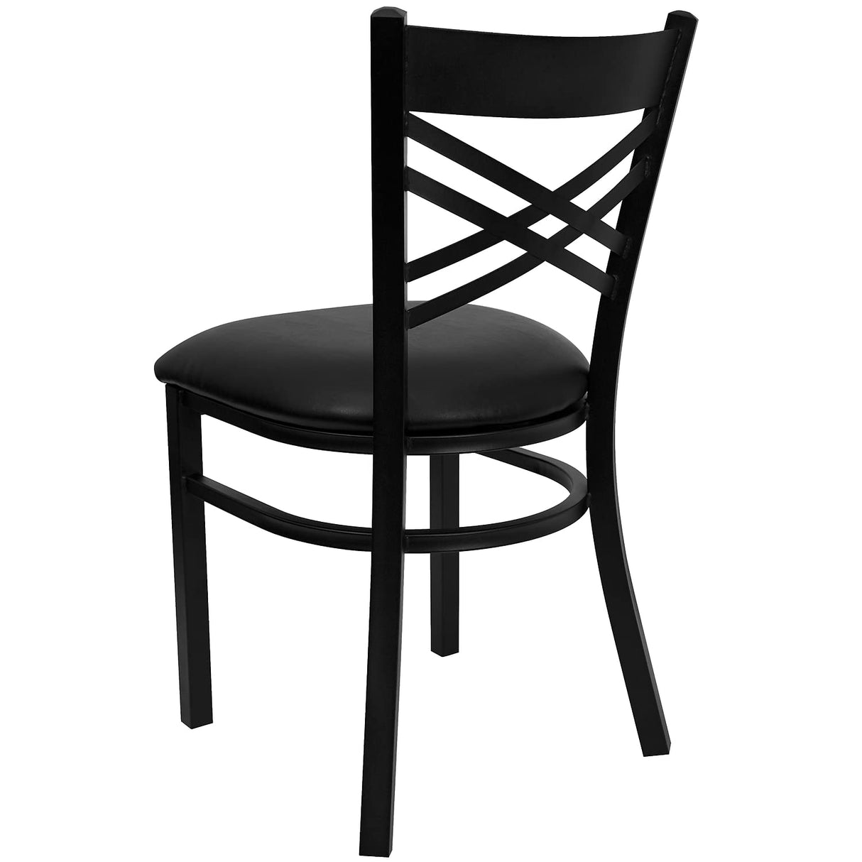 Flash Furniture Hercules Series "X" Back Metal Restaurant Chairs, Modern Upholstered Armless Dining Chairs for Restaurants/Kitchens, Set of 2, Black Flash Furniture