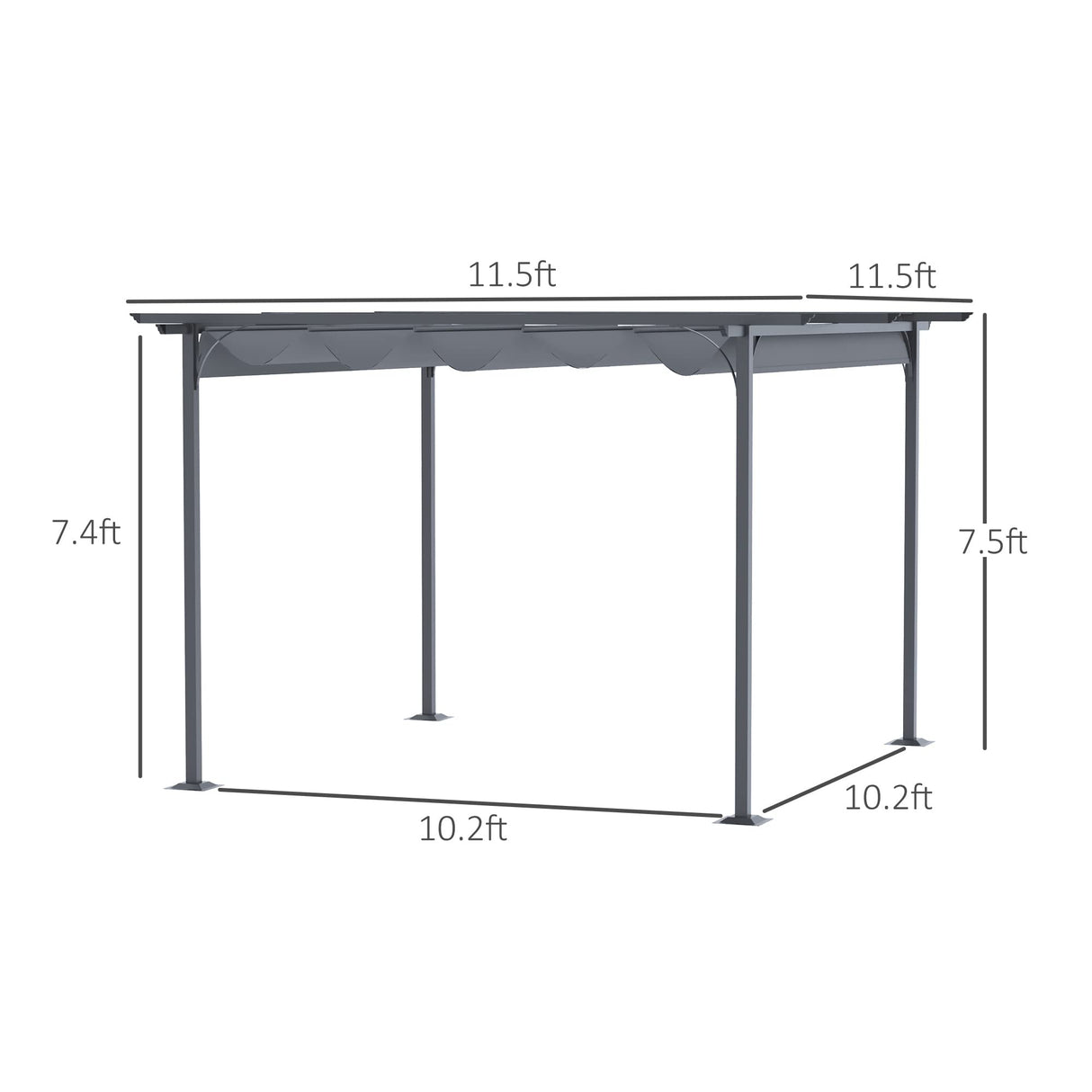 Outsunny 11.5' x 11.5' Outdoor Retractable Pergola Canopy, Metal Patio Shade Shelter for Backyard, Porch Party, Garden, Grill Gazebo, Gray Outsunny