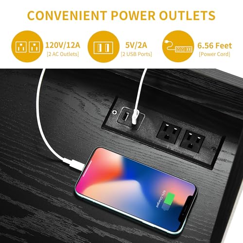 DWVO Kitchen Pantry Storage Cabinet with Microwave Stand, 71'' Tall Kitchen Hutch Cabinets with Power Outlet, Modern Food Pantry Hutch with Drawers & Shelves for Home, Pack of 1, Black DWVO