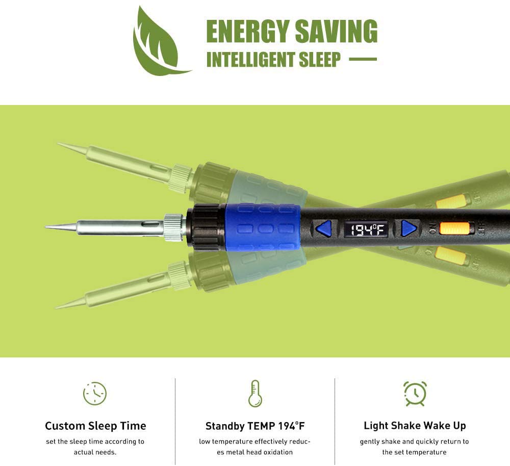 110W Electronics Soldering Iron Kit - LCD Digital Soldering Iron Adjustable Temperature, Wire & Cutter, Stand, Soldering Iron Tip Set, Desoldering Pump, Solder, Tweezers, Soldering Flux Paste LDK