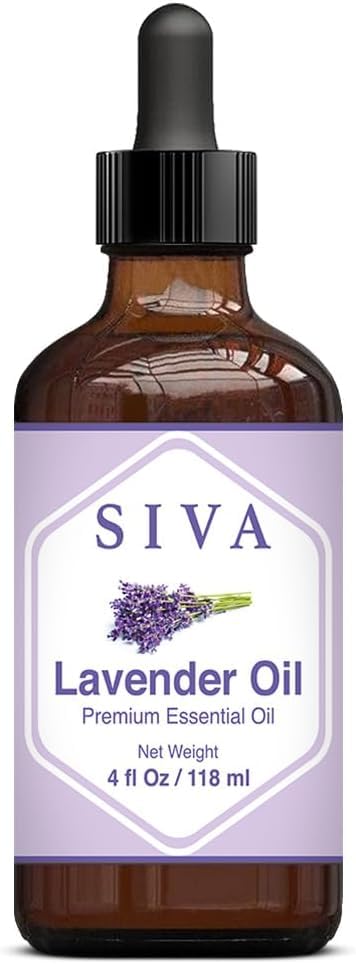 SIVA Lavender Essential Oil - 4 Fl Oz – Natural Lavender Oil - for Diffuser, Face, Skin Care, Aromatherapy, Hair Care, Scalp and Body Massage - with Dropper SVA ORGANICS