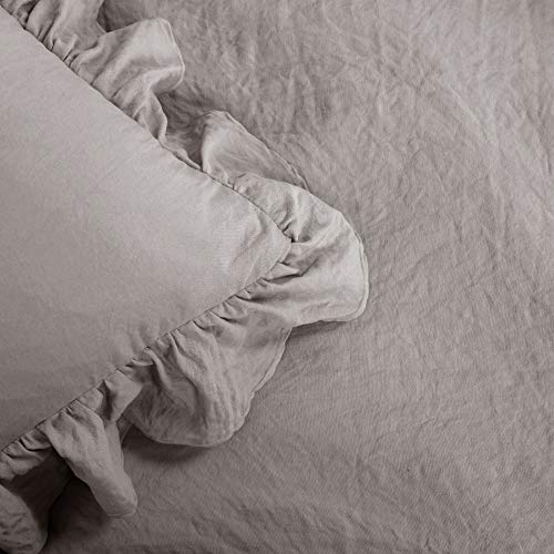 Lush Decor Reyna Ruffle Comforter Set - 3 Piece Cozy Ruffled Bedding Set - Timeless Elegance and Comfort for Dorm Room - Full/ Queen, Gray Lush Decor