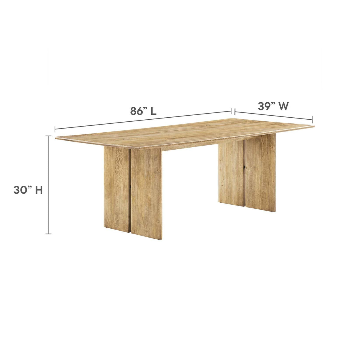 Modway Amistad 86" Solid Wood Modern Farmhouse Rectangular Dining Table in Oak Modway