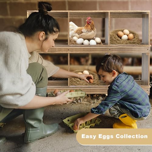 Nesting Boxes for Chickens Coop, Wooden Hens Nesting Eggs Laying Box, Chicken Nesting Boxes Wall-Mounted 6 Compartment WISDOMRAINBOW