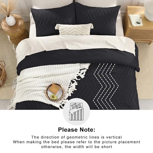 Andency Black Twin/Twin XL Comforter Set, Twin Bed Comforter for College Dorm Girls Boys Kids Boho Soft Warm Cute Comforter, 2 Pieces Aesthetic Chevron Bohemian Bedding Set Andency