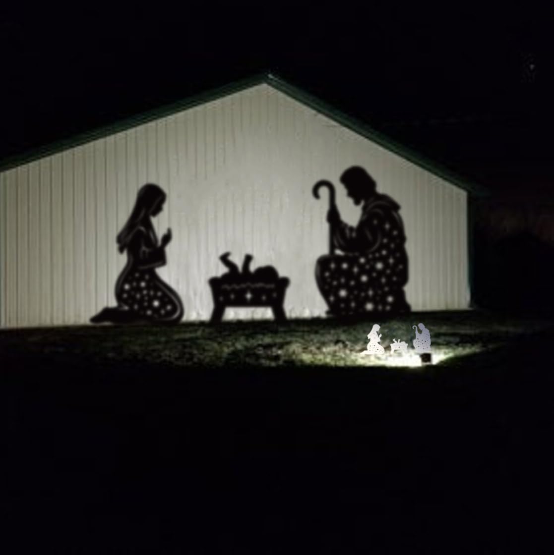 Doesen Metal Nativity Scene Outdoor Christmas Decorations, 17” Silhouette Outdoor Nativity Set, Weather Resistant Outside Yard Stakes for Yard Patio Lawn Garden Pathway Doesen
