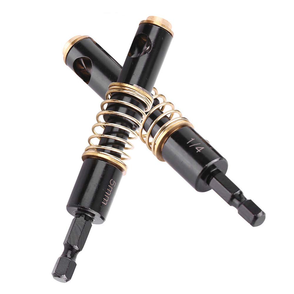 Yakamoz 2Pcs 1/4-Inch Hex Shank Center Drill Bit Set Door Window Cabinet Self Centering Hinge Tapper Core Hole Openning Puncher Bits Woodworking Tools 5mm 1/4'' YAKAMOZ