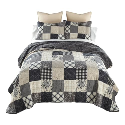 Donna Sharp Augusta Cotton Quilted Bedding Set - 3-Piece Queen Size Quilt Set - Includes 1 Quilt and 2 Pillow Shams - Machine Washable - Perfect for Rustic Decor Donna Sharp