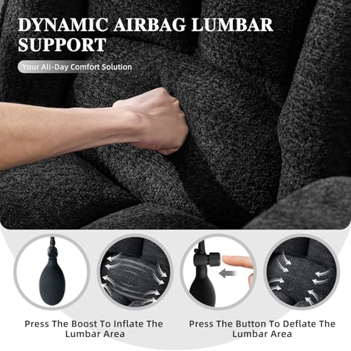 Criss Cross Legged Office Chair with Flip-Up Arms and Wheels, Wide Seat Desk Chair with Built-In Dynamic Airbag Lumbar Support, Modern Cross-Leg Chair for Home Office, Apartment, Vanity, Black Kassipo