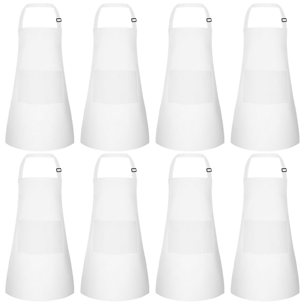 Morcheiong 8 Pack Adjustable Kids Apron Bulk with 2 Pockets Toddler Apron Kids Painting Aprons for Cooking Baking Painting Boys Girls (White) Morcheiong