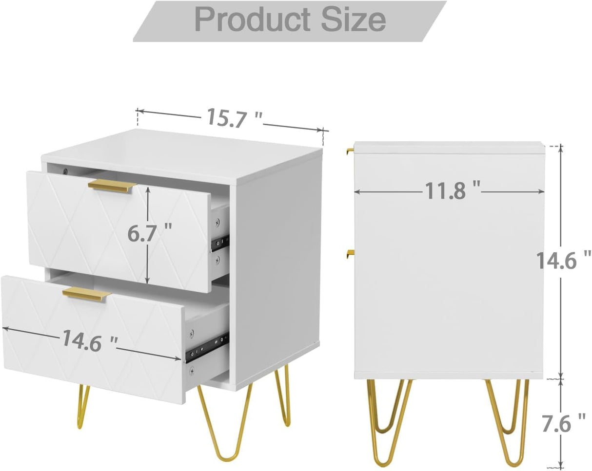 Anbuy Bedroom Sets White Sets 3Pcs, Night Stand Sets and 6 Drawer Dresser for Bedroom (White) Anbuy